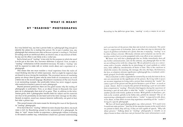 What Is Meant By "Reading" Photographs