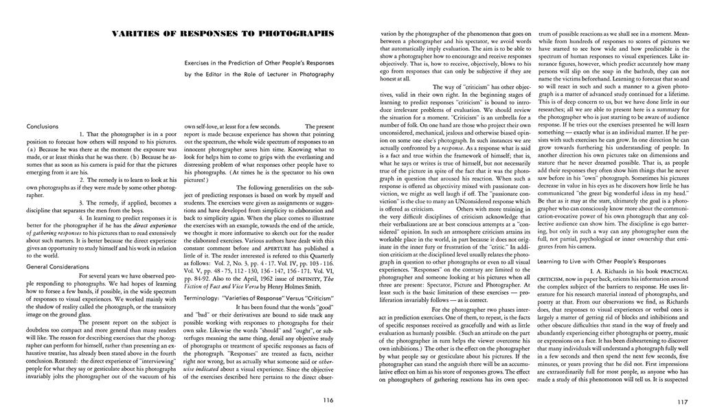 Varities Of Responses To Photographs