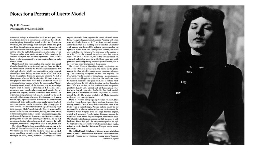 Notes For A Portrait Of Lisette Model