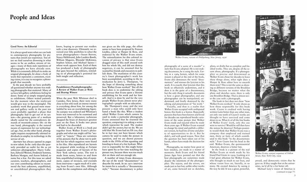 Pseudohistory/pseudophotography: A Review Of Walker Evans At Work And Bearing Witness
