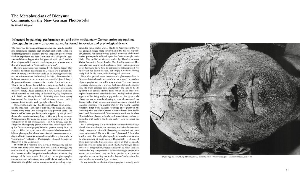 The Metaphysicians Of Dionysus: Comments On The New German Photoworks