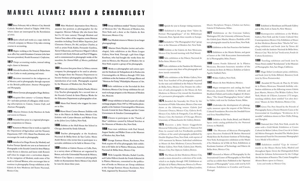 Manuel Alvarez Bravo A Chronology