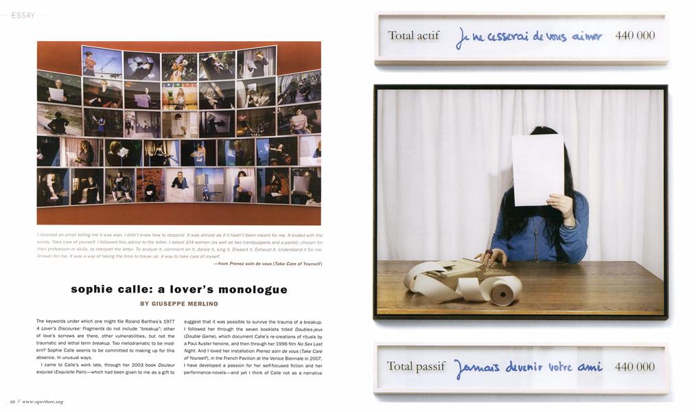 Sophie Calle: A Lover's Monologue